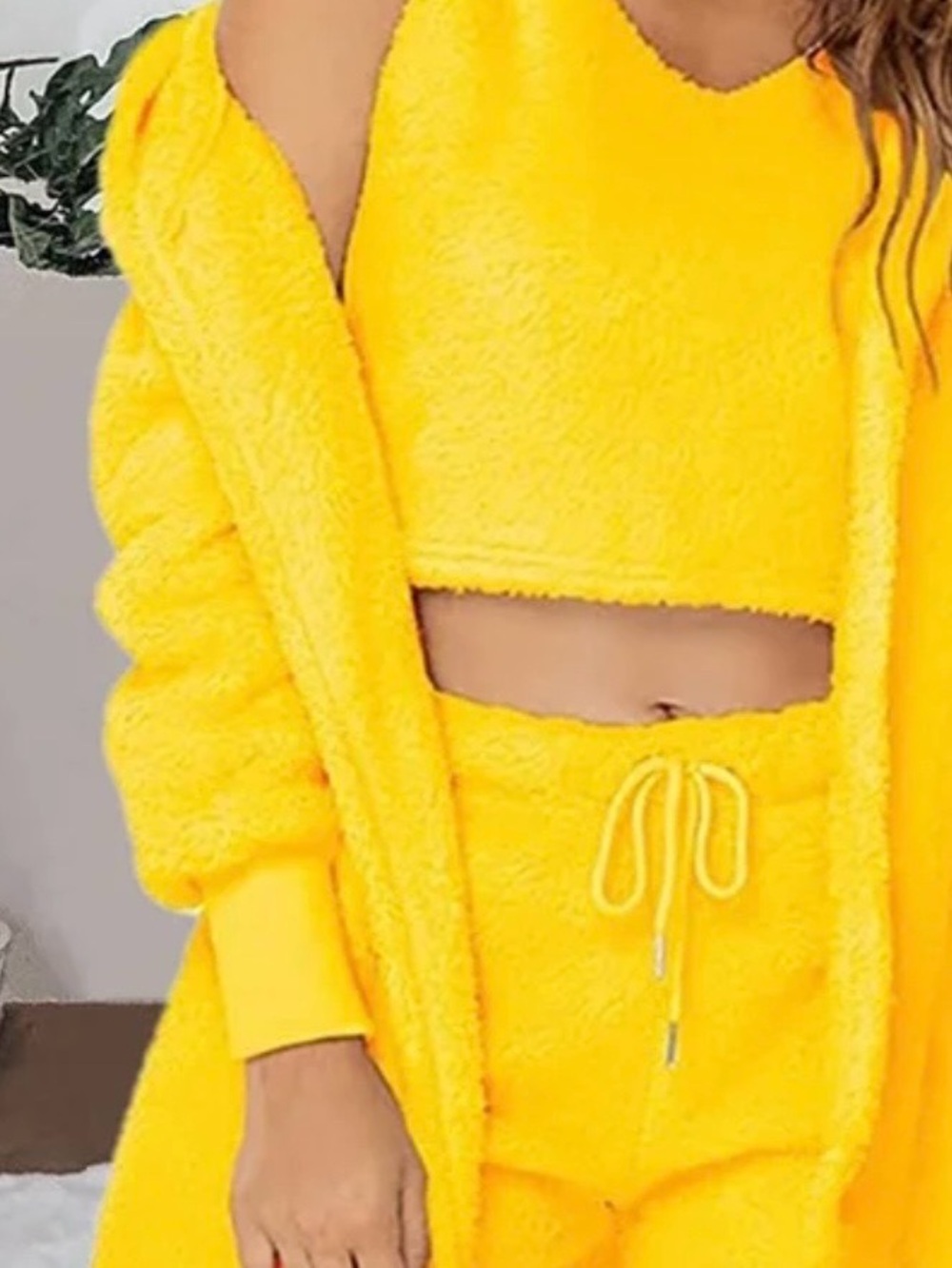 Cozy Yellow Fleece Lounge Set - 3-Piece
